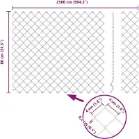 vidaXL gaashek met palen 25 x 0,8 m Gegalvaniseerd staal Zilverkleurig