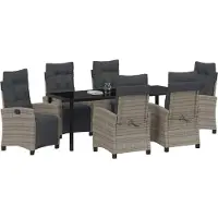 vidaXL Tuin Eettafel Set 7 st Grijs poly rattan