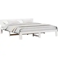 vidaXL Bedframe met hoofdeinde Wit 200 x 200 cm Massief grenenhout