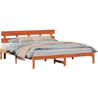 vidaXL Bedframe met hoofdeinde Bruin 180 x 200 cm Massief grenenhout