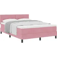 vidaXL Boxspringbed met hoofdeinde, roze, 140 x 200 cm, fluweel