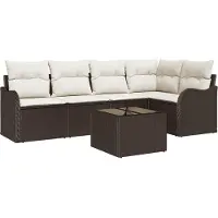 vidaXL Tuinbank Set 6 st Bruin poly rattan