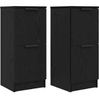 vidaXL Dressoir 2 st Zwart Eiken 30 x 30 x 70 cm Bewerkt hout