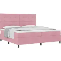 vidaXL Boxspringbed met hoofdeinde, roze, 200 x 200 cm, fluweel