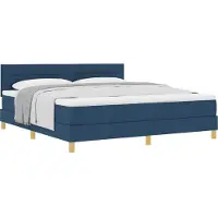 vidaXL Boxspring bed met kussen met hoofdeinde Blauw 180 x 200 cm Stof
