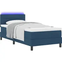 vidaXL Boxspringbed met LED-verlichting, blauw, 90 x 200 cm, gestoffeerd