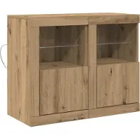 vidaXL LED Dressoir 2 st 41 x 37 x 67 cm Bewerkt hout Artisan Eiken