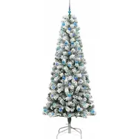 vidaXL Kunstmatige Hinged Kerstboom 300 LED's Groen en Wit 240 cm
