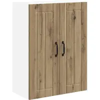 vidaXL Wandglas Kasten LUCCA Artisanaal eiken 60 x 31 x 80 cm
