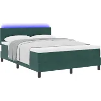 vidaXL LED boxspringbed met hoofdeinde, donkergroen, 140 x 200 cm, fluweel