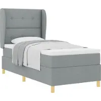 vidaXL Boxspring bed met hoofdeinde Lichtgrijs 200 x 90 cm Stof