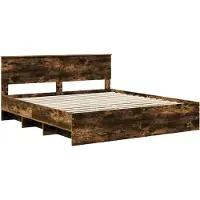 vidaXL Bedframe met hoofdeinde Rook Eiken 180 x 200 cm Bewerkt hout