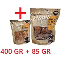 Flamingo hapki hondensnack - chicken filet kort 400 gr + chicken and rice bites 85 gr trainingssnack - glutenvrij - geen toegevoegde suiker - lekker en gezond