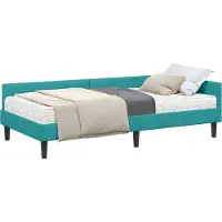 vidaXL Hoekbedframe met Matras Anders 2 st Turquoise Fluweel