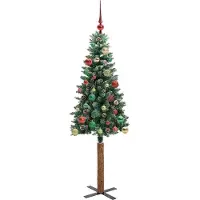 vidaXL Slanke Kerstboom Groen 150 cm PVC en massief dennenhout