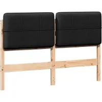 vidaXL Gestoffeerd hoofdbord Bruin en Zwart 150 cm Massief grenenhout