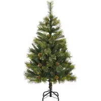 vidaXL Kunstmatige Scharnierende Kerstboom met Kegels Groen 150 cm