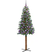 vidaXL Slanke Kerstboom Groen 180 cm PVC en massief dennenhout