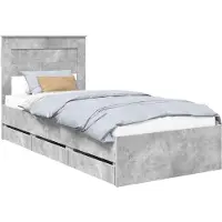 vidaXL Bedframe met lade Beton Grijs 75 x 190 cm Ingenieurshout
