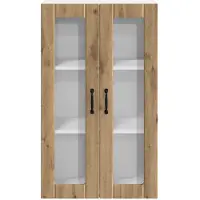 vidaXL Wandkast met glazen deuren, model LUCCA, artisan eikenhout, 60 x 31 x 100 cm