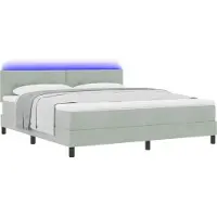 vidaXL LED Box Spring Bed Lichtgrijs 180 x 200 cm Fluweel