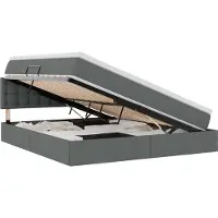 vidaXL LED-bed met opbergruimte en matras, donkergrijs, 180 x 200 cm, met stoffen bekleding