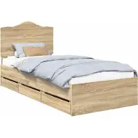 vidaXL Bedframe met lade Sonoma Eik 75 x 190 cm Ingenieurshout