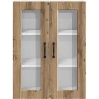 vidaXL Wandkast met glazen deuren, model PORTO, artisan eikenhout, 60 x 31 x 80 cm