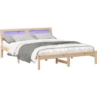 vidaXL Bedframe met hoofdeinde Bruin 140 x 200 cm Massief grenenhout