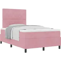 vidaXL Boxspringbed met matras en hoofdeinde, roze, 120 x 200 cm, fluweel