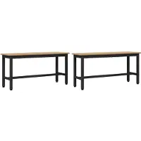 vidaXL Eetbank 100 x 32,5 x 48,5 cm 2 st Engineered hout en staal