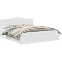 vidaXL Opbergbed met lade met hoofdeinde Wit 180 x 200 cm Bewerkt hout