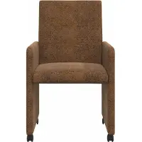 vidaXL Eetkamerstoelen met wielen 2 st Faux suede leer Bruin