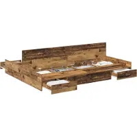 vidaXL Opbergbedframe met lade Oud Hout 135 x 190 cm Bewerkt hout