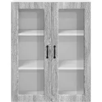 vidaXL Wandkast met glazen deuren, model LUCCA, grijze Sonoma afwerking, 80 x 31 x 100 cm