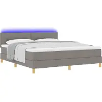 vidaXL LED Box Spring Bed met hoofdeinde Taupe 180 x 200 cm Stof