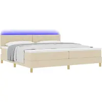vidaXL LED Box Spring Bed met hoofdeinde Crème 200 x 200 cm Stof