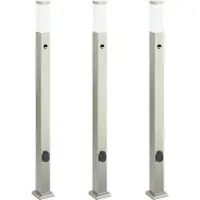 vidaXL Bolderverlichting met sensor en stopcontact 3 stuks 110 cm roestvrij staal IP44