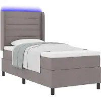 vidaXL LED Box Spring Bed met hoofdeinde Taupe 90 x 190 cm Stof