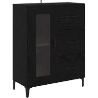 vidaXL Highboard Zwart Eiken 69,5 x 34 x 180 cm Bewerkt hout