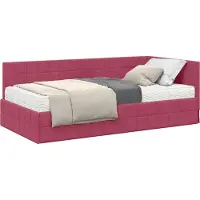 vidaXL Hoekbedframe met Matras 2 st Wijnrood 100 x 200 cm Fluweel