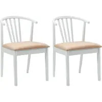 vidaXL Eetkamerstoel 2 st Massief Rubberhout Wit en Bruin