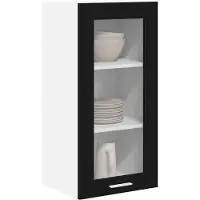 vidaXL - Hangkast - met - opslag - Zwart - Eiken - 40 - x - 31 - x - 80 - cm - Bewerkt - hout