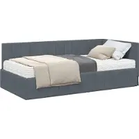 vidaXL Hoekbedframe met Matras 2 st Donkergrijs 100 x 200 cm Fluweel
