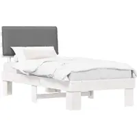 vidaXL Bedframe met gestoffeerd hoofdeinde, lichtgrijs, 75 x 190 cm