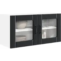 vidaXL Wandvitrine met glazen deuren, model PORTO, zwart, 80 x 31 x 40 cm, van houtvezel