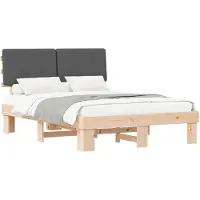 vidaXL Bedframe met Gevoerde Hoofdbord Donkergrijs 140 x 190 cm