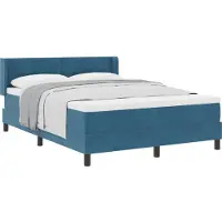vidaXL Boxspringbed met hoofdeinde, donkerblauw, 190 x 140 cm, fluweel
