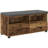 vidaXL Hallenbank Oudhout 100 x 38 x 46 cm Geengineerd Hout en Stof