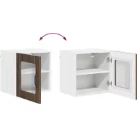 vidaXL Wandglas Kasten LUCCA 2 st Bruin eiken Bewerkt hout